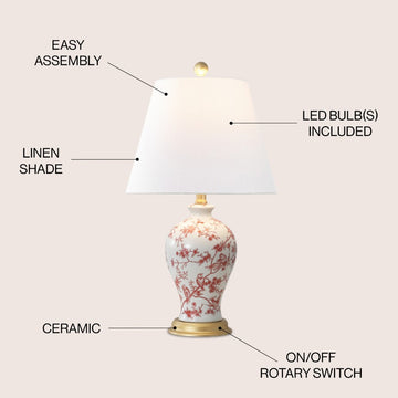 Grace 24" Floral LED Table Lamp - JONATHAN Y